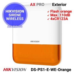 HIKVISION DS-PS1-E-WE-ORANGE - sirena wireless de exterior, flash portocaliu
