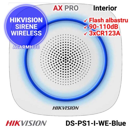 HIKVISION DS-PS1-I-WE-BLUE - sirena wireless de interior, flash albastru