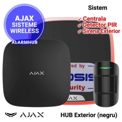 Sistem alarma wireless AJAX HUB cu sirena de exterior, culoare neagra
