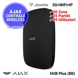 AJAX HUB Plus (BK) - centrala alarma cu 50 zone, 25 partitii, 99 utilizatori