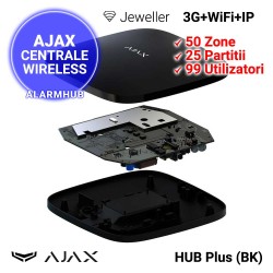 AJAX HUB Plus (BK) - integrare cu 50 dispozitive video (DVR, NVR, camere IP)