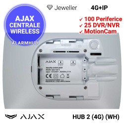 AJAX HUB 2 (4G) (WH) - 2xSIM 4G, Ethernet, alimentare 230V
