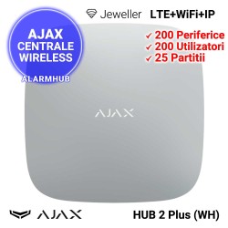 AJAX HUB 2 Plus (WH) - Centrala wireless, LTE + WiFi + IP, alba