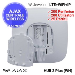 AJAX HUB 2 Plus (WH) - comunicatie 4G/LTE (2xSIM), WiFi, Ethernet