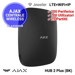 AJAX HUB 2 Plus (BK) - comunicatie 3G/4G/LTE (2xSIM), WiFi, Ethernet