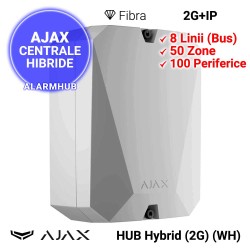 AJAX HUB Hybrid (2G) (WH) - comunicatie 2G (2xSIM) si Ethernet