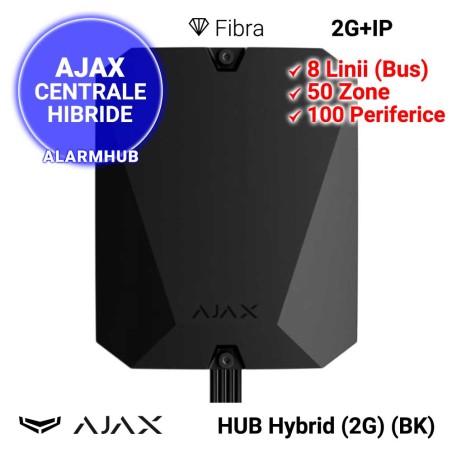 AJAX HUB Hybrid (2G) (BK) - Centrala hibrida, 2G + IP, neagra