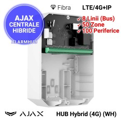 AJAX HUB Hybrid (4G) (WH) - placa electronica, 8 linii adresabile