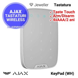 AJAX KeyPad (WH) - tastatura wireless, baterii pentru 2 ani