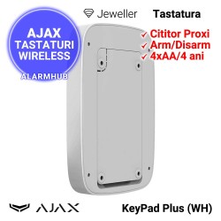 AJAX KeyPad Plus (WH) - tastatura wireless cu cititor proximitate, instalare rapida cu suport detasabil
