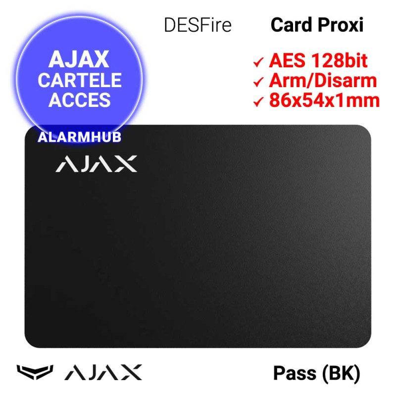 AJAX Pass (BK) - cartela de proximitate MIFARE, culoare neagra
