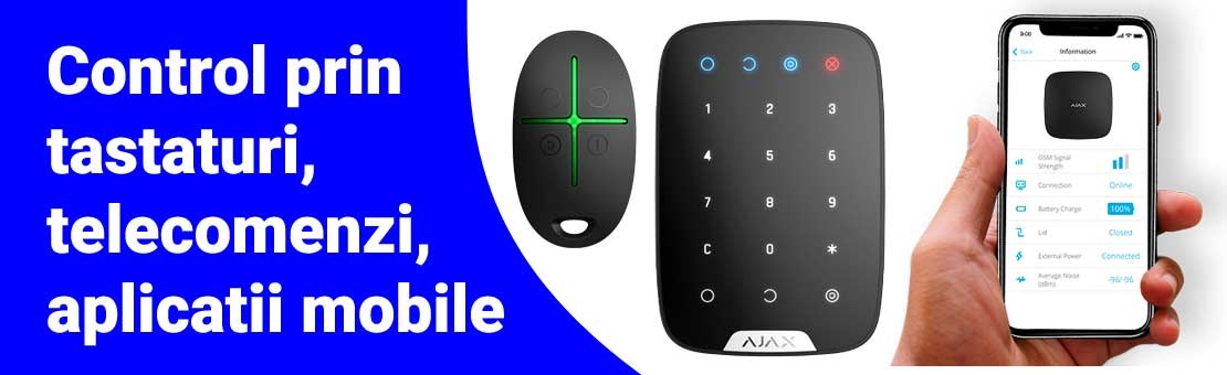 Sisteme alarma Ajax - control prin tastaturi, telecomenzi si aplicatii mobile